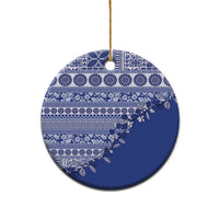 Fiji Marau na Kerisimasi Ceramic Ornament Blue Tagimoucia Tapa Masi Tribal - Polynesian Pride