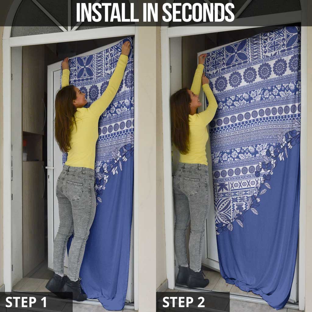 Fiji Marau na Kerisimasi Door Cover Blue Tagimoucia Tapa Masi Tribal - Polynesian Pride