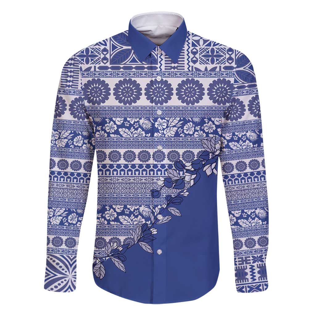 Fiji Marau na Kerisimasi Family Matching Puletasi and Hawaiian Shirt Blue Tagimoucia Tapa Masi Tribal - Polynesian Pride