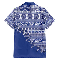 Fiji Marau na Kerisimasi Family Matching Short Sleeve Bodycon Dress and Hawaiian Shirt Blue Tagimoucia Tapa Masi Tribal - Polynesian Pride