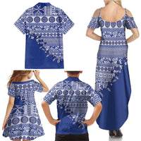 Fiji Marau na Kerisimasi Family Matching Summer Maxi Dress and Hawaiian Shirt Blue Tagimoucia Tapa Masi Tribal - Polynesian Pride