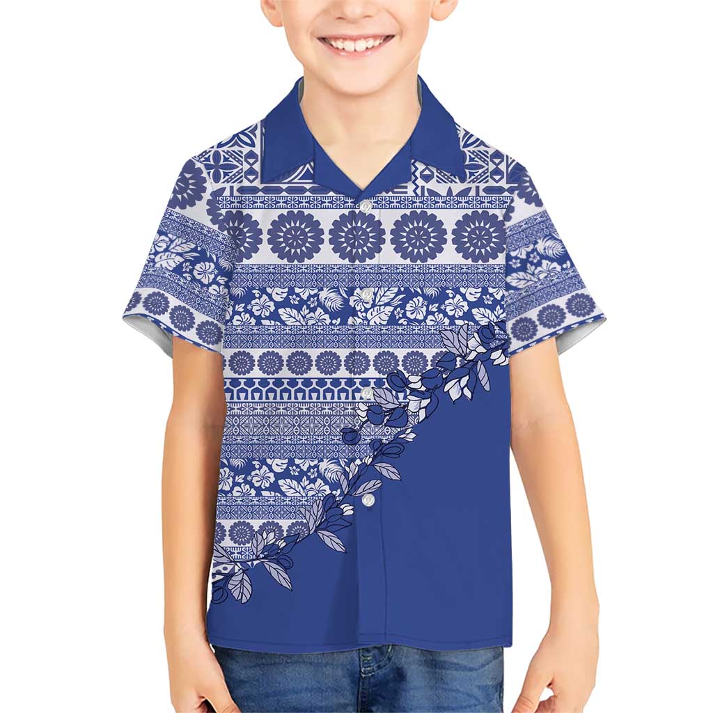 Fiji Marau na Kerisimasi Hawaiian Shirt Blue Tagimoucia Tapa Masi Tribal - Polynesian Pride
