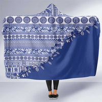 Fiji Marau na Kerisimasi Hooded Blanket Blue Tagimoucia Tapa Masi Tribal - Polynesian Pride