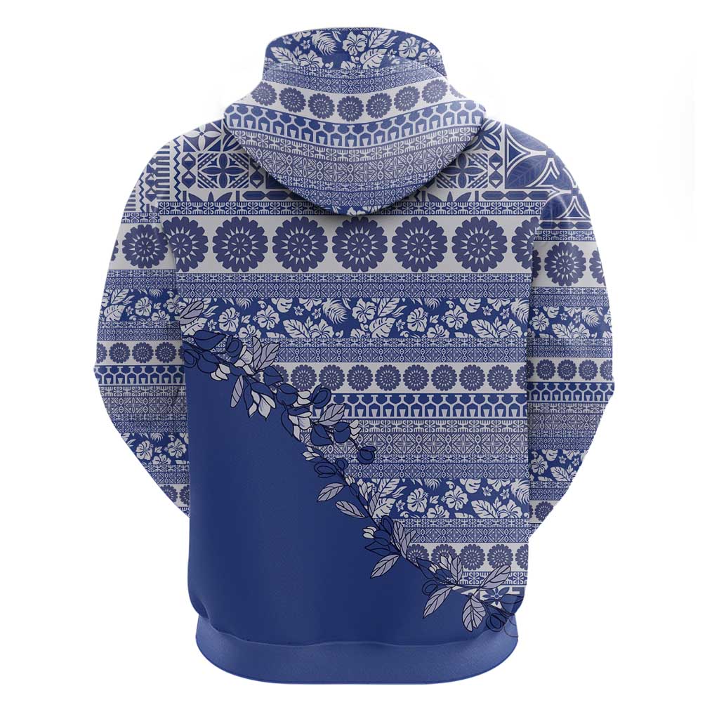 Fiji Marau na Kerisimasi Hoodie Blue Tagimoucia Tapa Masi Tribal LT9 - Polynesian Pride