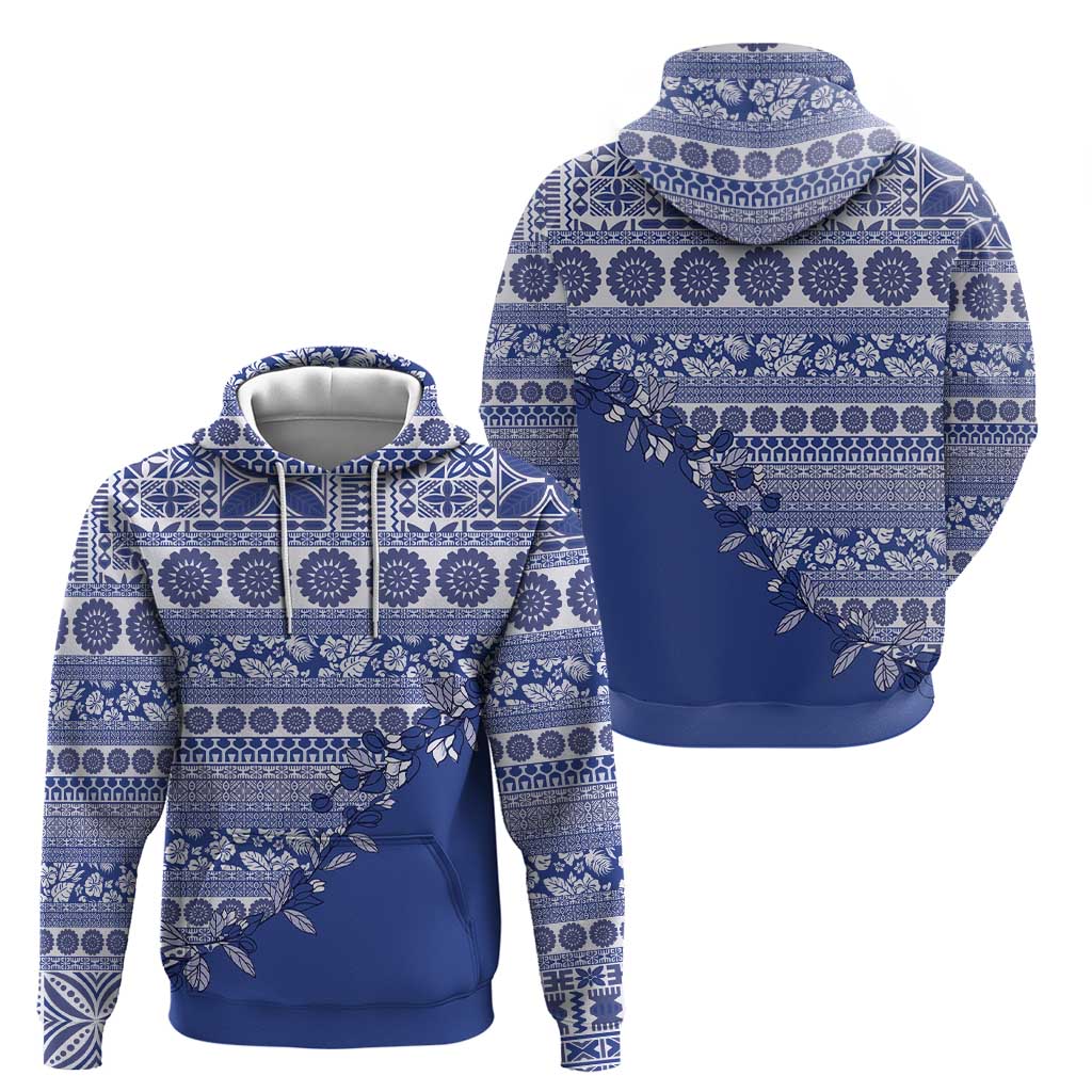 Fiji Marau na Kerisimasi Hoodie Blue Tagimoucia Tapa Masi Tribal LT9 - Polynesian Pride