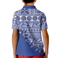 Fiji Marau na Kerisimasi Kid Polo Shirt Blue Tagimoucia Tapa Masi Tribal - Polynesian Pride