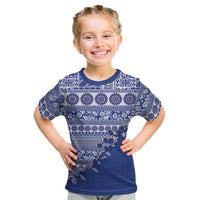 Fiji Marau na Kerisimasi Kid T Shirt Blue Tagimoucia Tapa Masi Tribal LT9 Blue - Polynesian Pride
