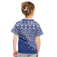 Fiji Marau na Kerisimasi Kid T Shirt Blue Tagimoucia Tapa Masi Tribal LT9 - Polynesian Pride