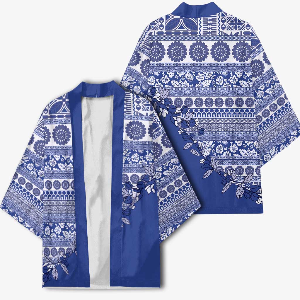 Fiji Marau na Kerisimasi Kimono Blue Tagimoucia Tapa Masi Tribal - Polynesian Pride