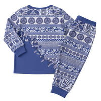 Fiji Marau na Kerisimasi Christmas Pajama Set Blue Tagimoucia Tapa Masi Tribal - Polynesian Pride