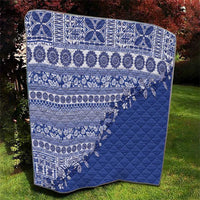 Fiji Marau na Kerisimasi Quilt Blue Tagimoucia Tapa Masi Tribal - Polynesian Pride