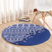 Fiji Marau na Kerisimasi Round Carpet Blue Tagimoucia Tapa Masi Tribal - Polynesian Pride