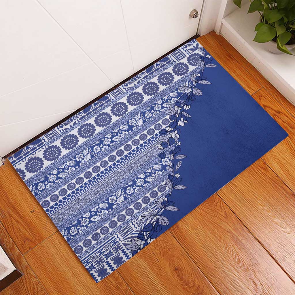 Fiji Marau na Kerisimasi Rubber Doormat Blue Tagimoucia Tapa Masi Tribal - Polynesian Pride