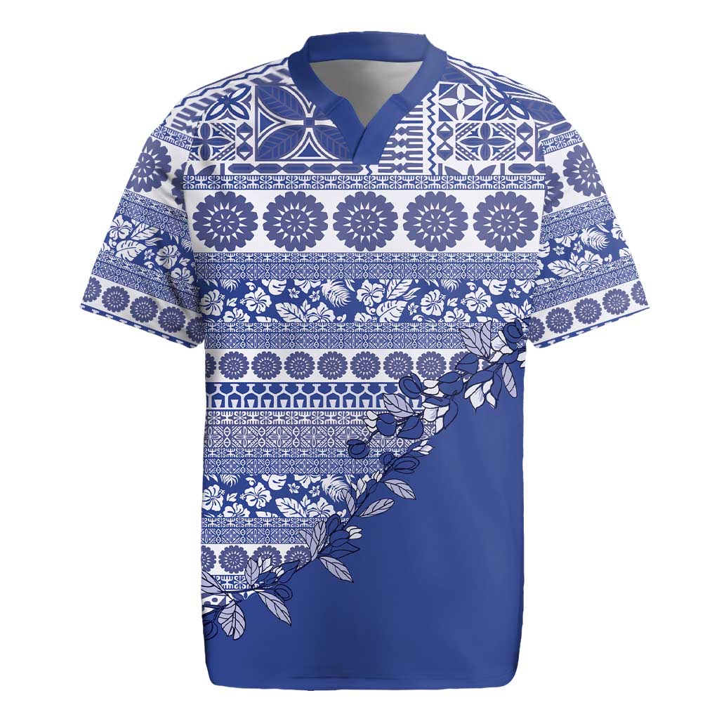 Fiji Marau na Kerisimasi Rugby Jersey Blue Tagimoucia Tapa Masi Tribal - Polynesian Pride
