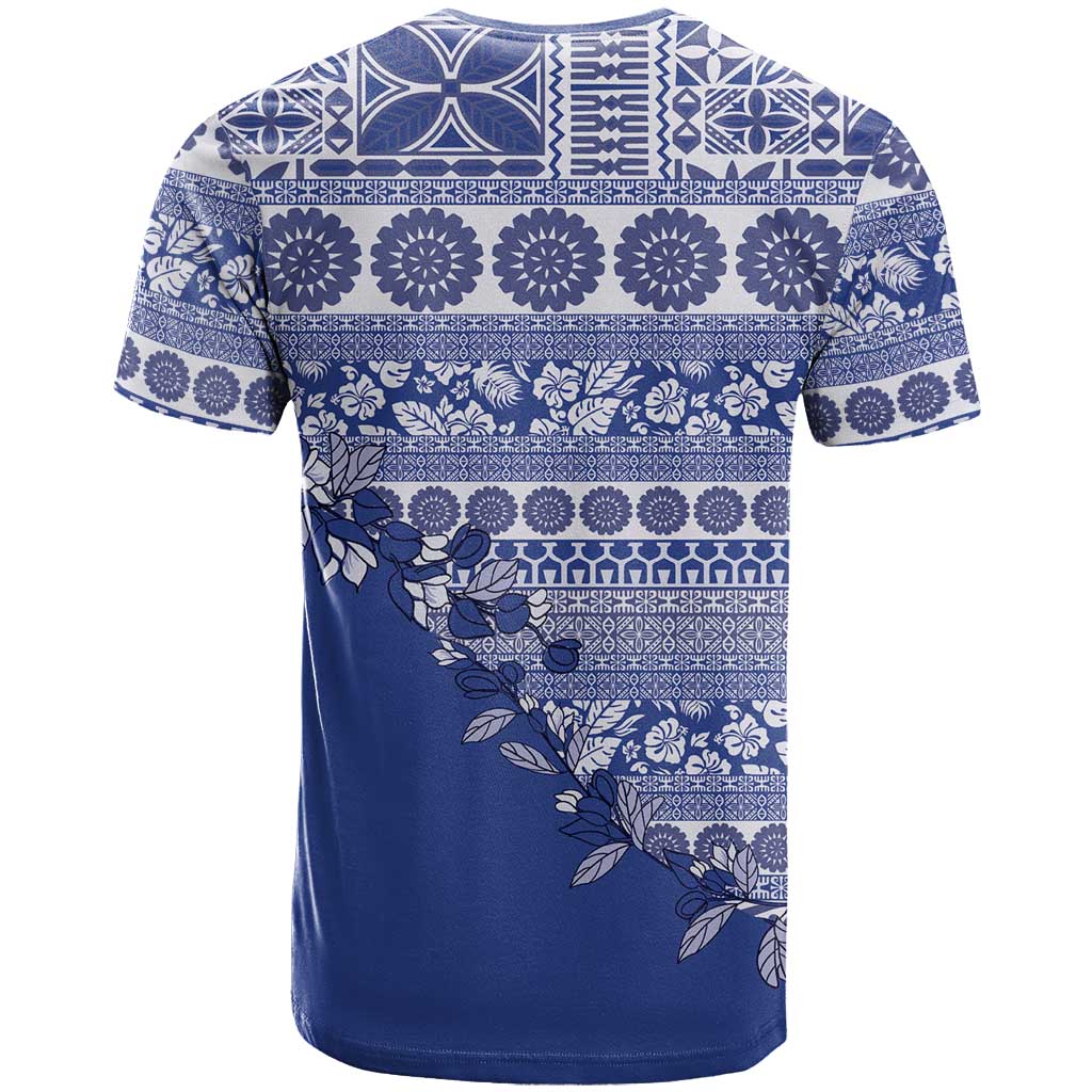 Fiji Marau na Kerisimasi T Shirt Blue Tagimoucia Tapa Masi Tribal - Polynesian Pride