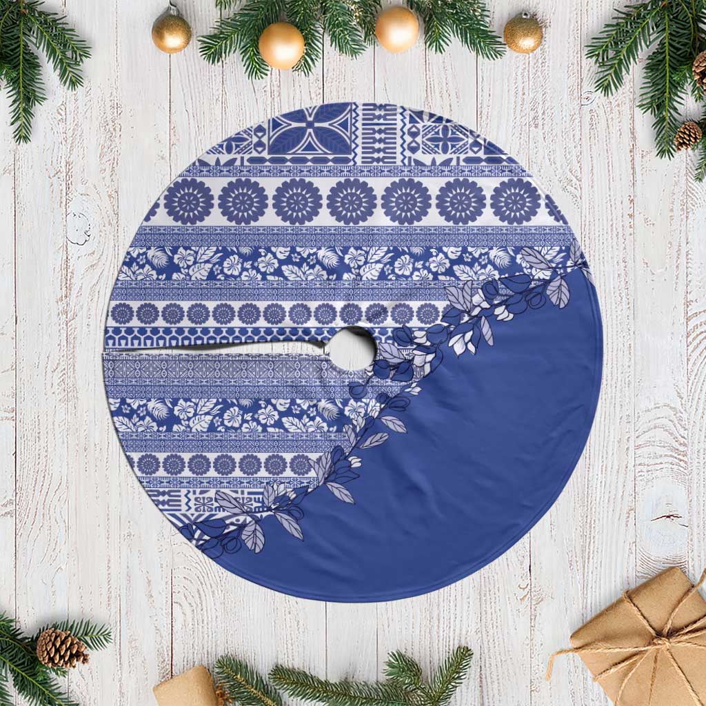 Fiji Marau na Kerisimasi Tree Skirt Blue Tagimoucia Tapa Masi Tribal - Polynesian Pride
