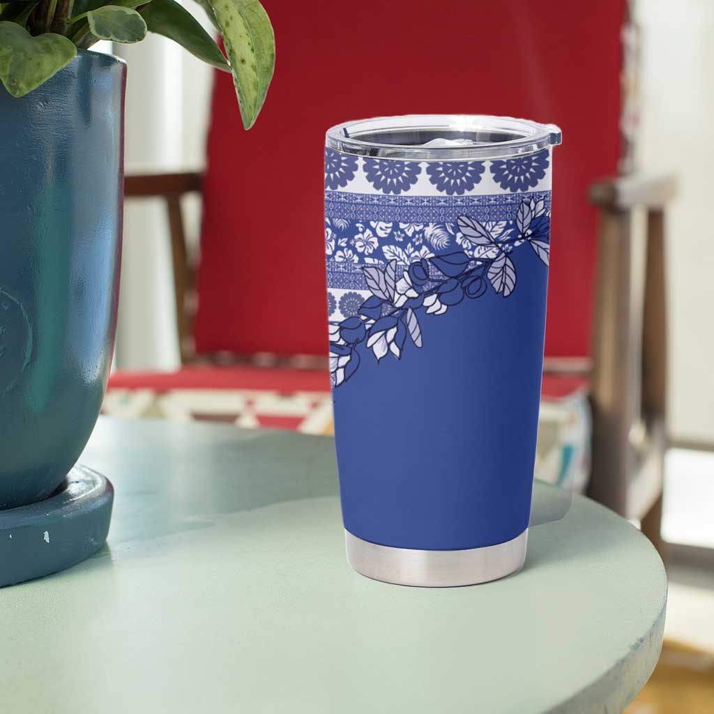 Fiji Marau na Kerisimasi Tumbler Cup Blue Tagimoucia Tapa Masi Tribal - Polynesian Pride