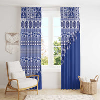 Fiji Marau na Kerisimasi Window Curtain Blue Tagimoucia Tapa Masi Tribal - Polynesian Pride