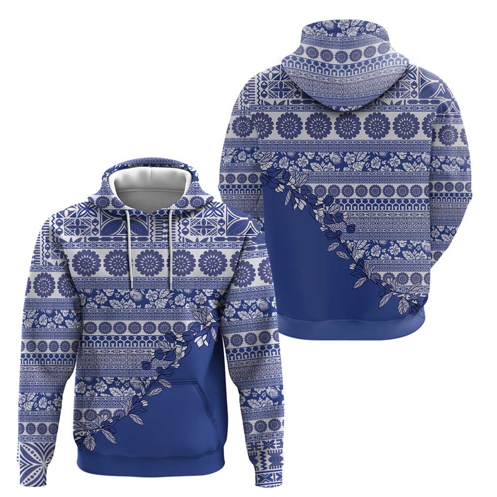 Fiji Marau na Kerisimasi Zip Hoodie Blue Tagimoucia Tapa Masi Tribal LT9 - Polynesian Pride