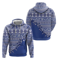 Fiji Marau na Kerisimasi Zip Hoodie Blue Tagimoucia Tapa Masi Tribal LT9 - Polynesian Pride
