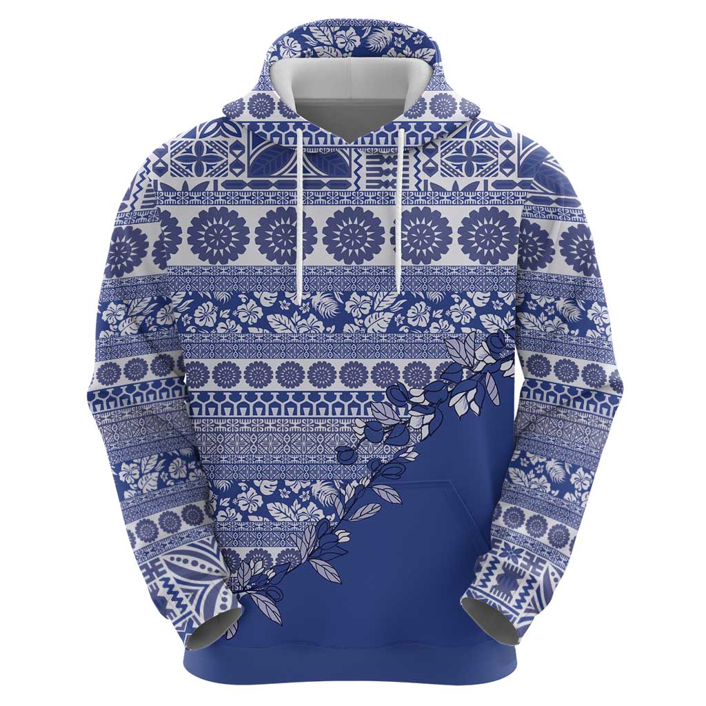 Fiji Marau na Kerisimasi Zip Hoodie Blue Tagimoucia Tapa Masi Tribal LT9 - Polynesian Pride