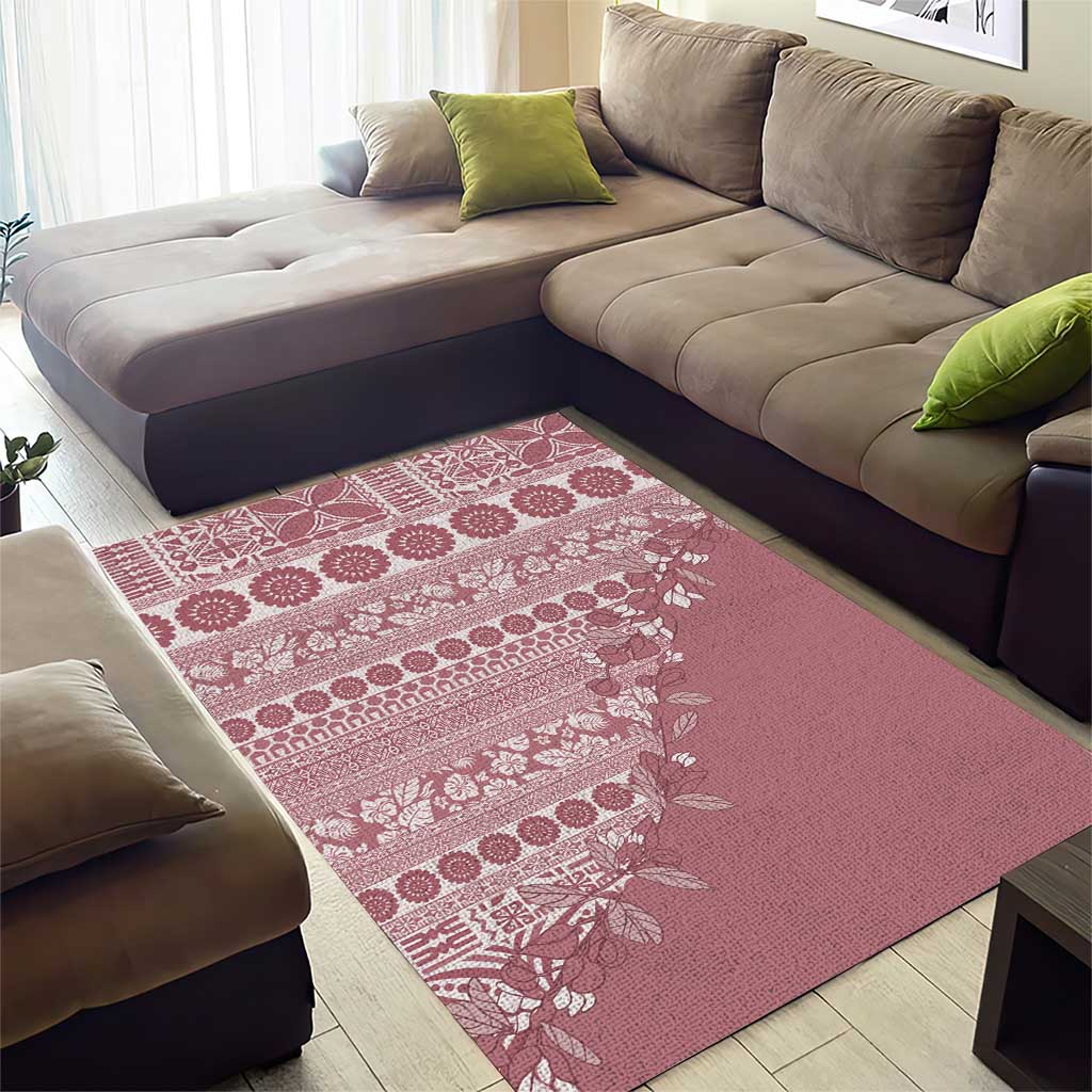 Fiji Marau na Kerisimasi Area Rug Dusty Rose Tagimoucia Tapa Masi Tribal - Polynesian Pride