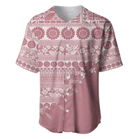Fiji Marau na Kerisimasi Baseball Jersey Dusty Rose Tagimoucia Tapa Masi Tribal - Polynesian Pride