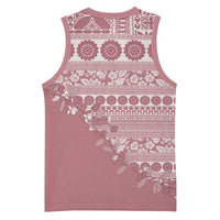 Fiji Marau na Kerisimasi Basketball Jersey Dusty Rose Tagimoucia Tapa Masi Tribal - Polynesian Pride