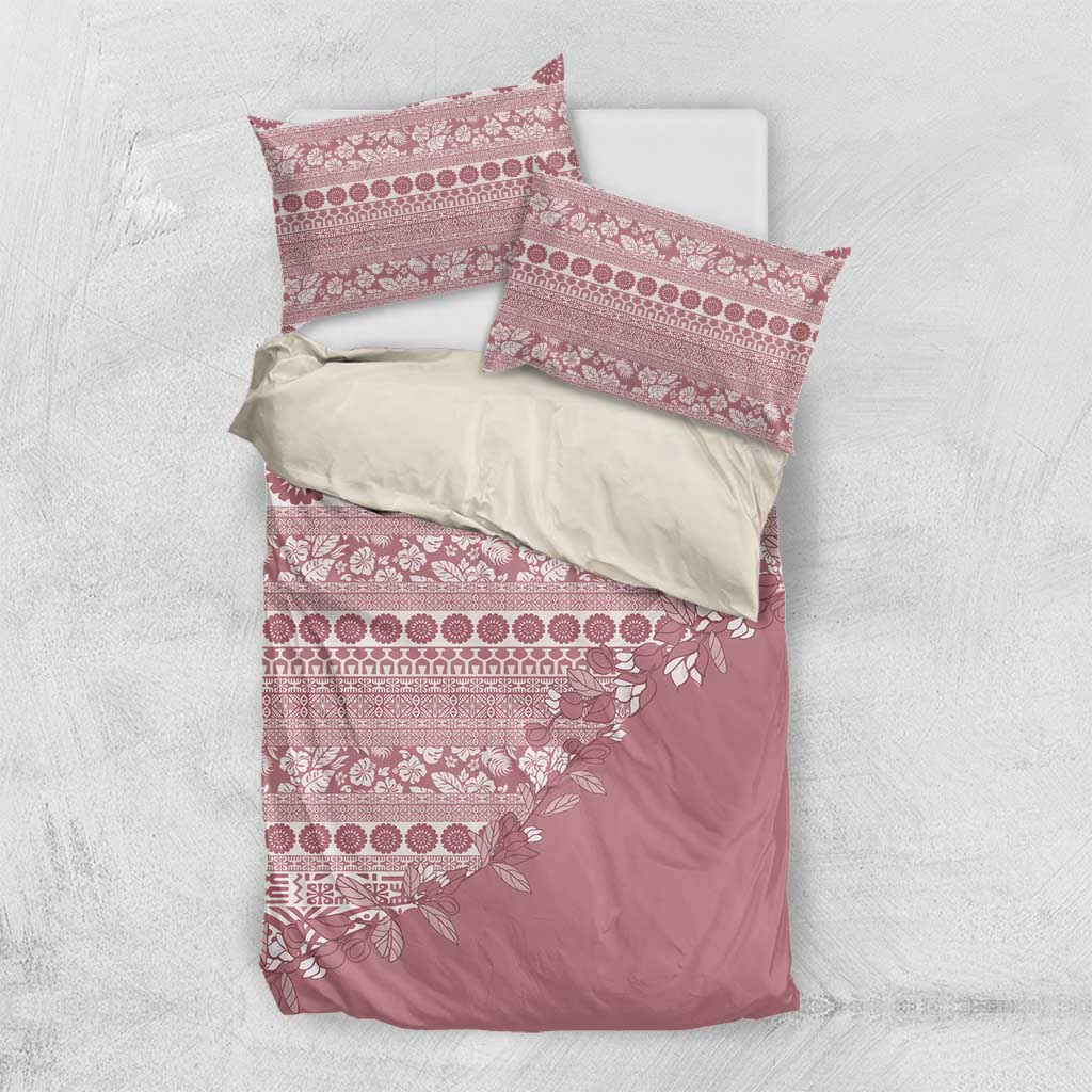 Fiji Marau na Kerisimasi Bedding Set Dusty Rose Tagimoucia Tapa Masi Tribal - Polynesian Pride