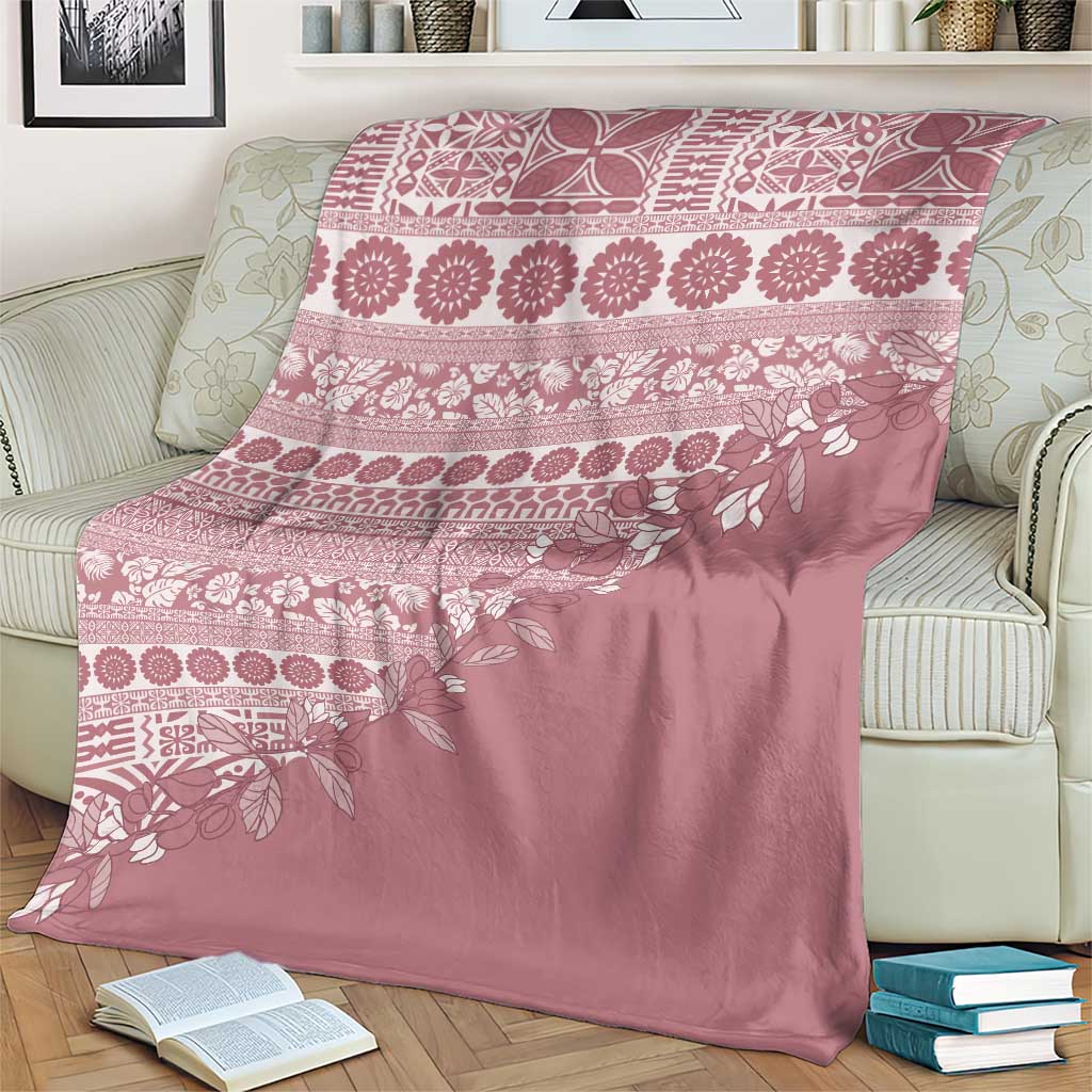 Fiji Marau na Kerisimasi Blanket Dusty Rose Tagimoucia Tapa Masi Tribal - Polynesian Pride