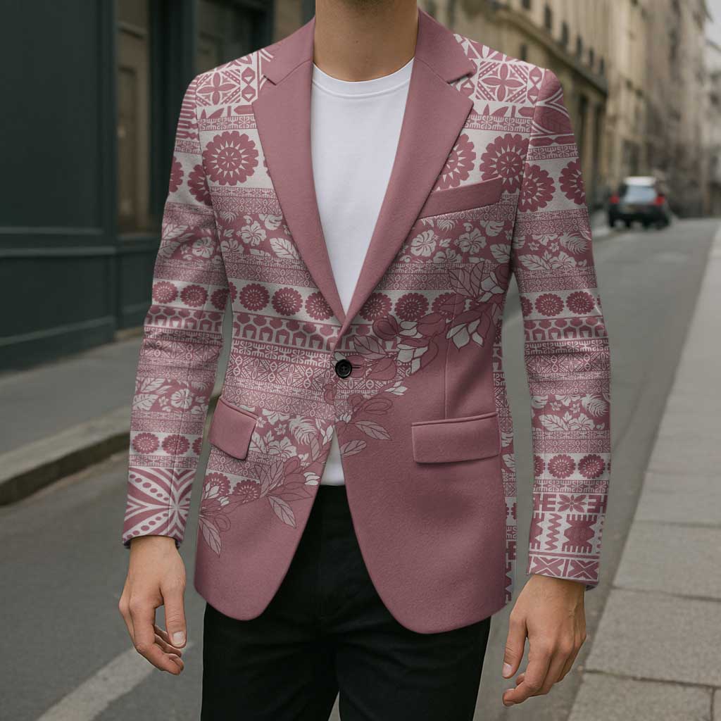 Fiji Marau na Kerisimasi Blazer Dusty Rose Tagimoucia Tapa Masi Tribal - Polynesian Pride