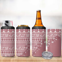 Fiji Marau na Kerisimasi 4 in 1 Can Cooler Tumbler Dusty Rose Tagimoucia Tapa Masi Tribal - Polynesian Pride