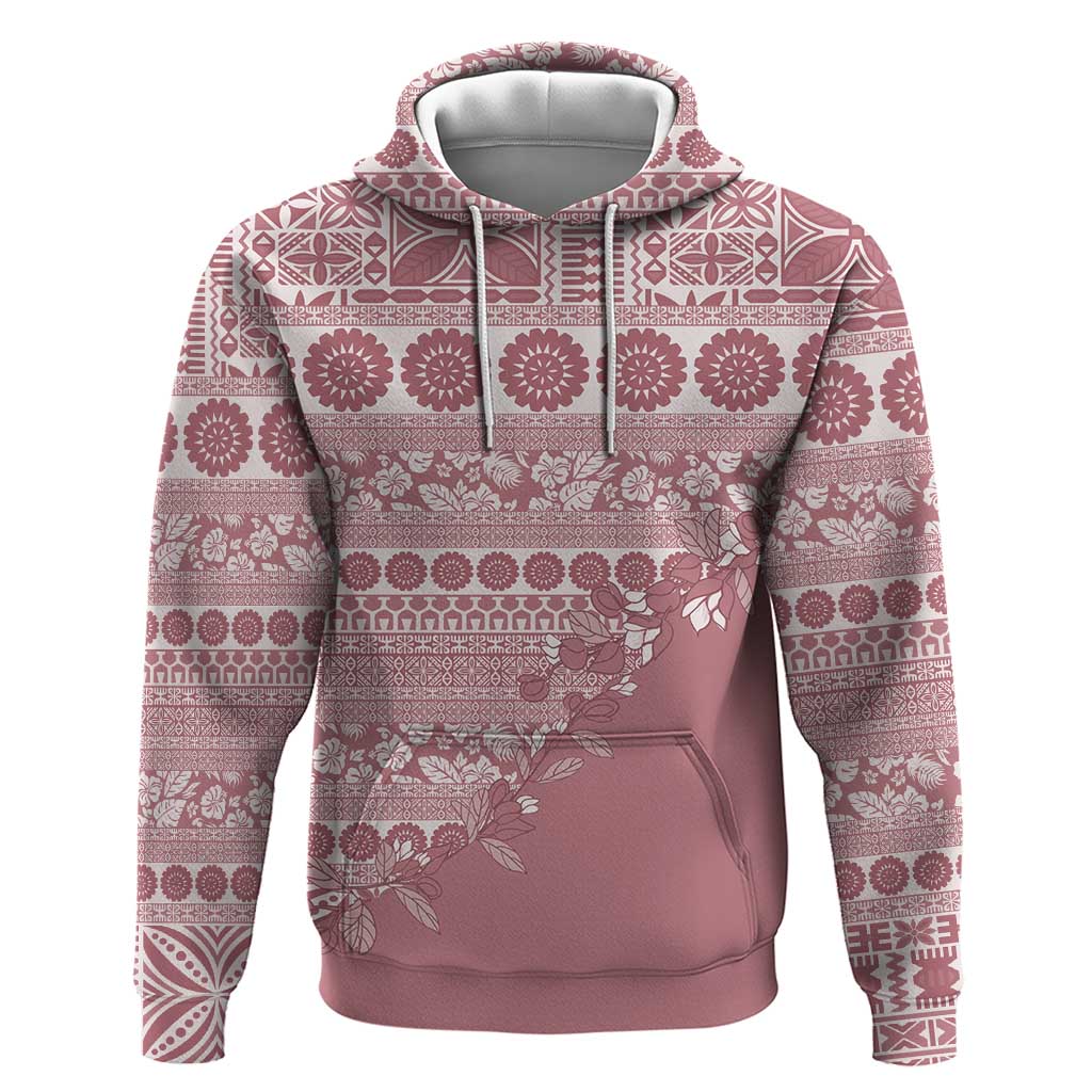 Fiji Marau na Kerisimasi Hoodie Dusty Rose Tagimoucia Tapa Masi Tribal - Polynesian Pride