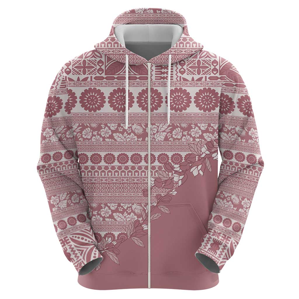 Fiji Marau na Kerisimasi Hoodie Dusty Rose Tagimoucia Tapa Masi Tribal - Polynesian Pride