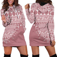 Fiji Marau na Kerisimasi Hoodie Dress Dusty Rose Tagimoucia Tapa Masi Tribal - Polynesian Pride