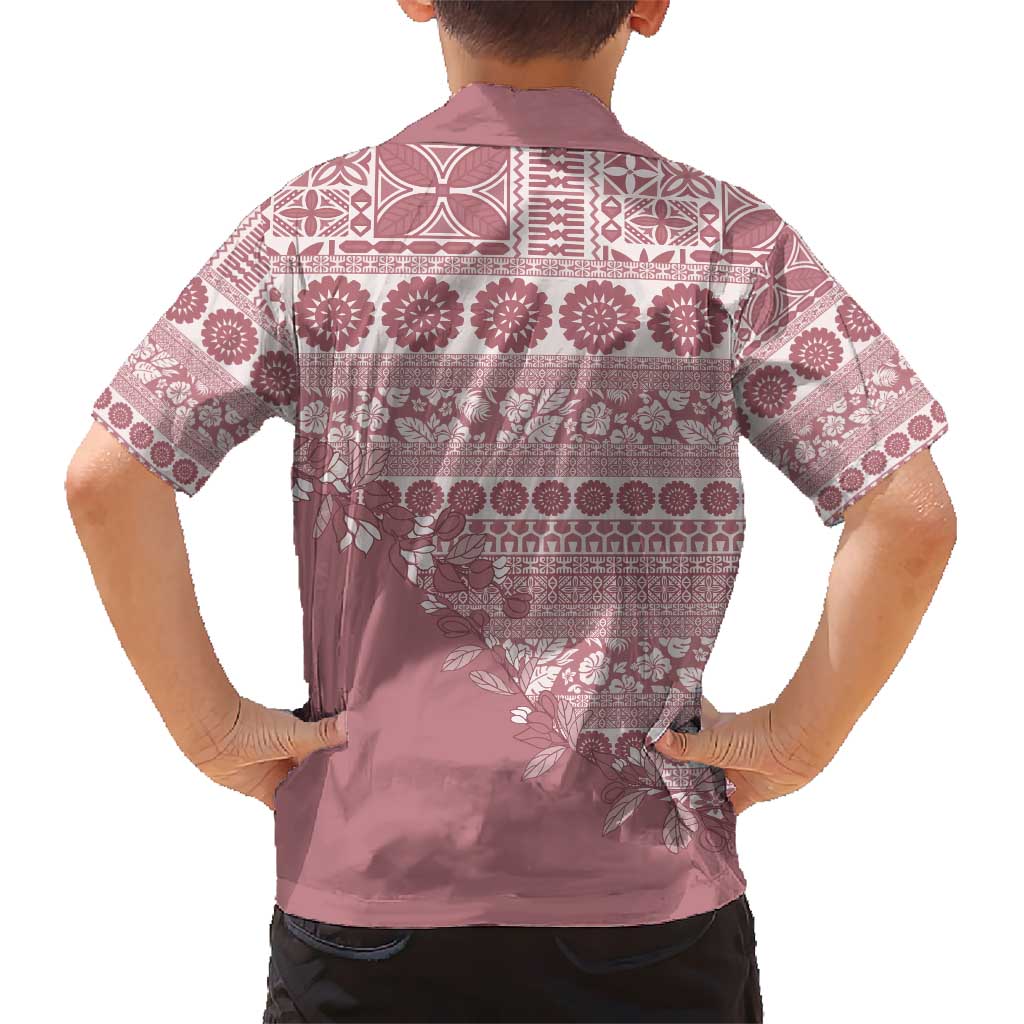 Fiji Marau na Kerisimasi Kid Hawaiian Shirt Dusty Rose Tagimoucia Tapa Masi Tribal - Polynesian Pride