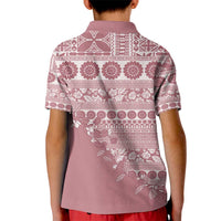 Fiji Marau na Kerisimasi Kid Polo Shirt Dusty Rose Tagimoucia Tapa Masi Tribal - Polynesian Pride