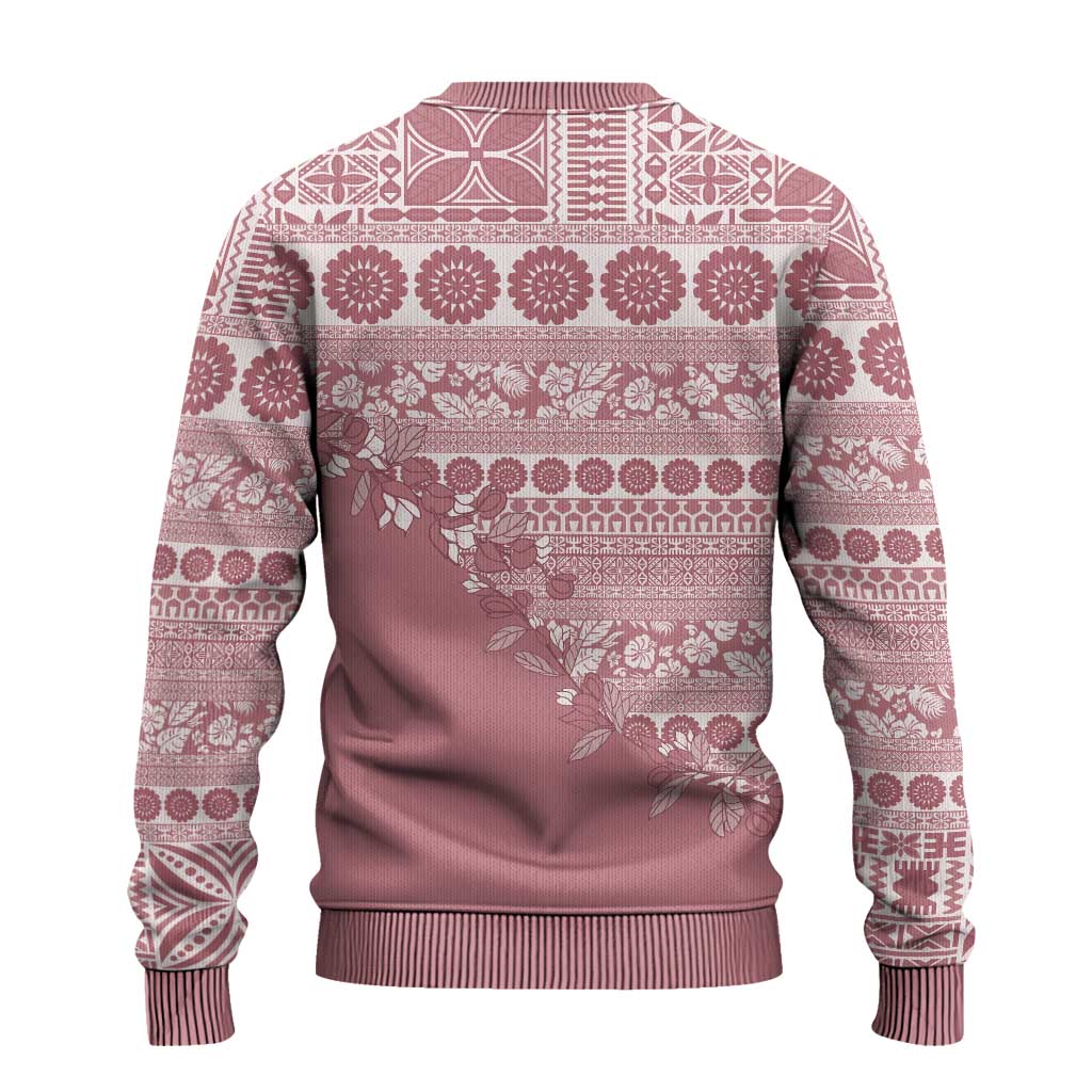 Fiji Marau na Kerisimasi Ugly Christmas Sweater Dusty Rose Tagimoucia Tapa Masi Tribal - Polynesian Pride