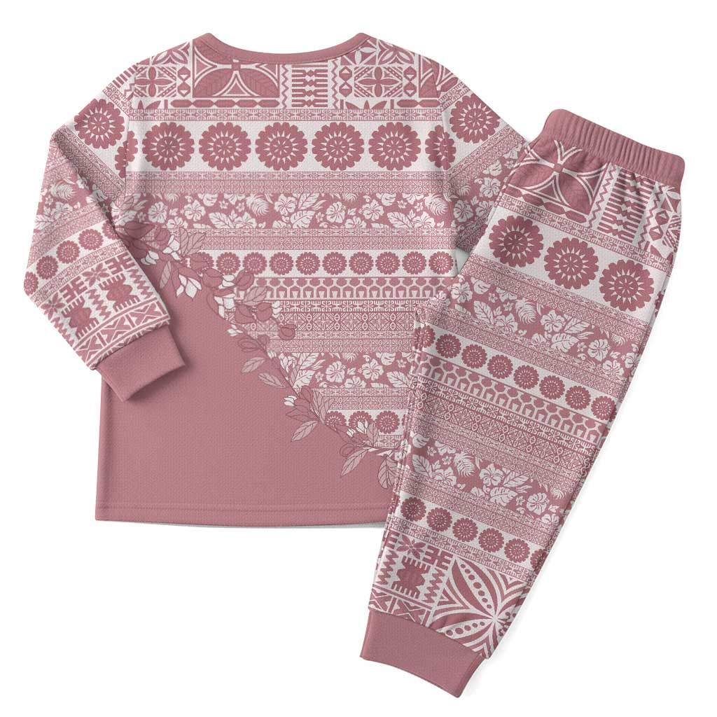 Fiji Marau na Kerisimasi Christmas Pajama Set Dusty Rose Tagimoucia Tapa Masi Tribal - Polynesian Pride