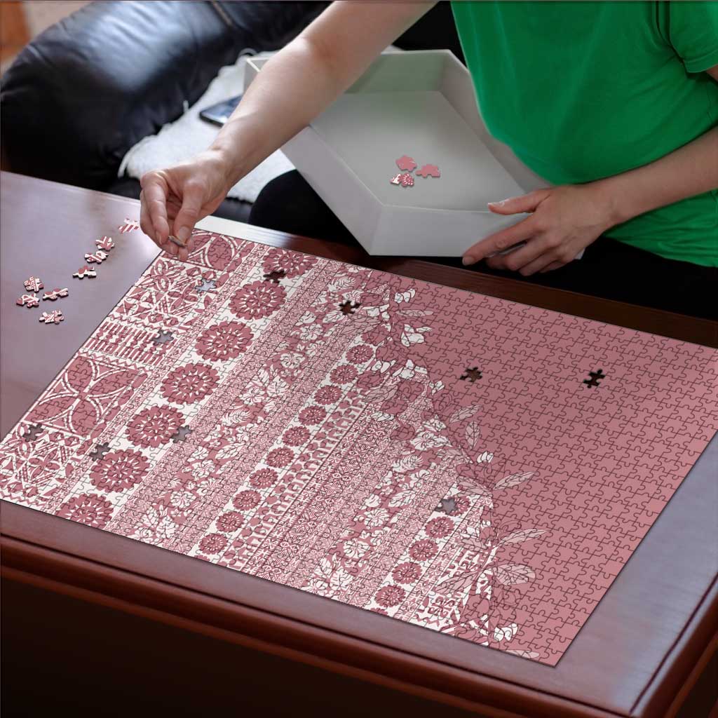 Fiji Marau na Kerisimasi Puzzle Dusty Rose Tagimoucia Tapa Masi Tribal - Polynesian Pride