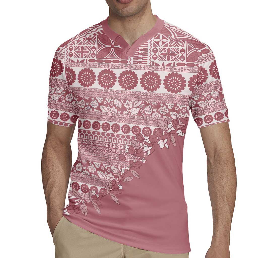 Fiji Marau na Kerisimasi Rugby Jersey Dusty Rose Tagimoucia Tapa Masi Tribal - Polynesian Pride