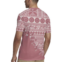 Fiji Marau na Kerisimasi Rugby Jersey Dusty Rose Tagimoucia Tapa Masi Tribal - Polynesian Pride