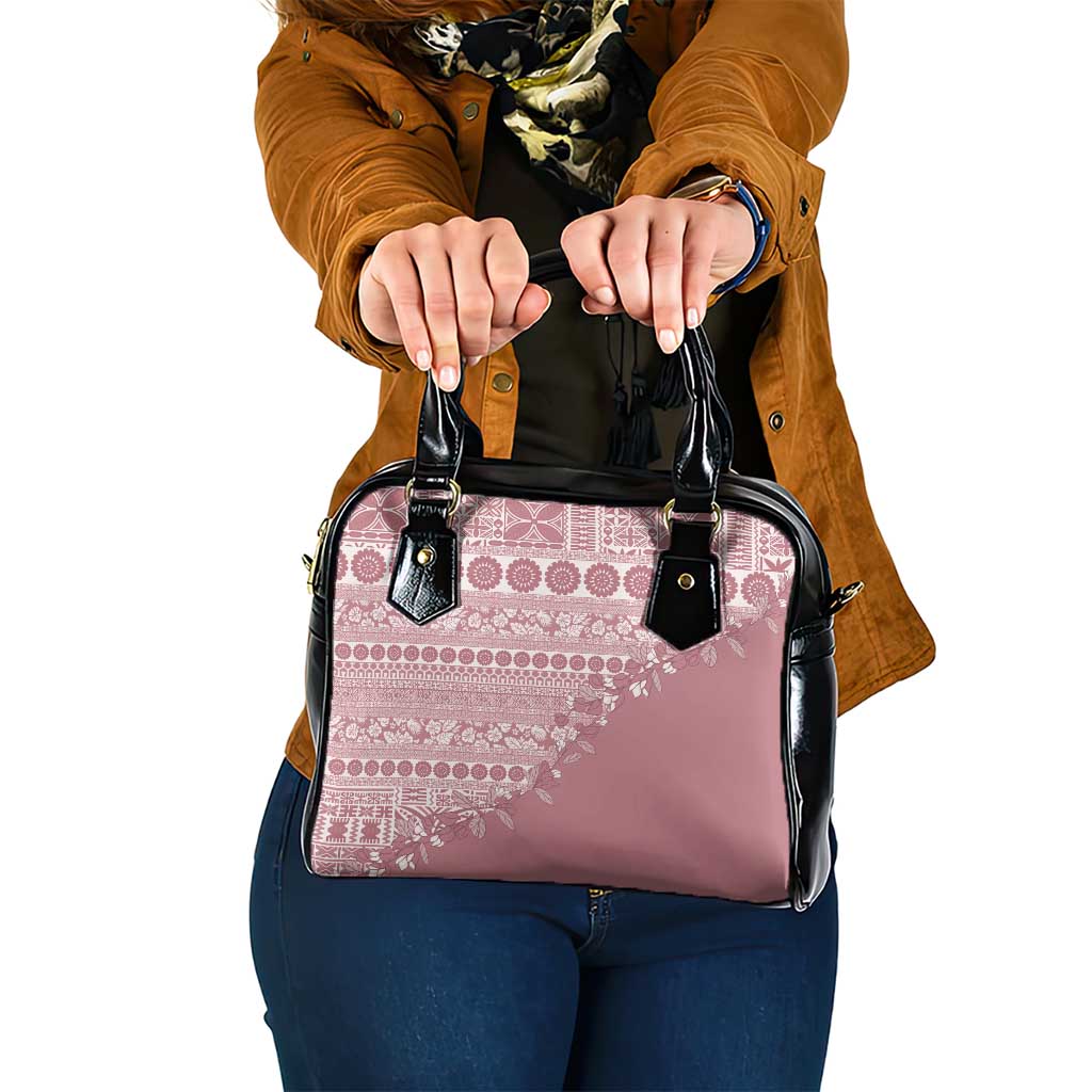 Fiji Marau na Kerisimasi Shoulder Handbag Dusty Rose Tagimoucia Tapa Masi Tribal - Polynesian Pride