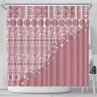 Fiji Marau na Kerisimasi Shower Curtain Dusty Rose Tagimoucia Tapa Masi Tribal - Polynesian Pride