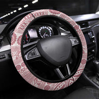 Fiji Marau na Kerisimasi Steering Wheel Cover Dusty Rose Tagimoucia Tapa Masi Tribal - Polynesian Pride