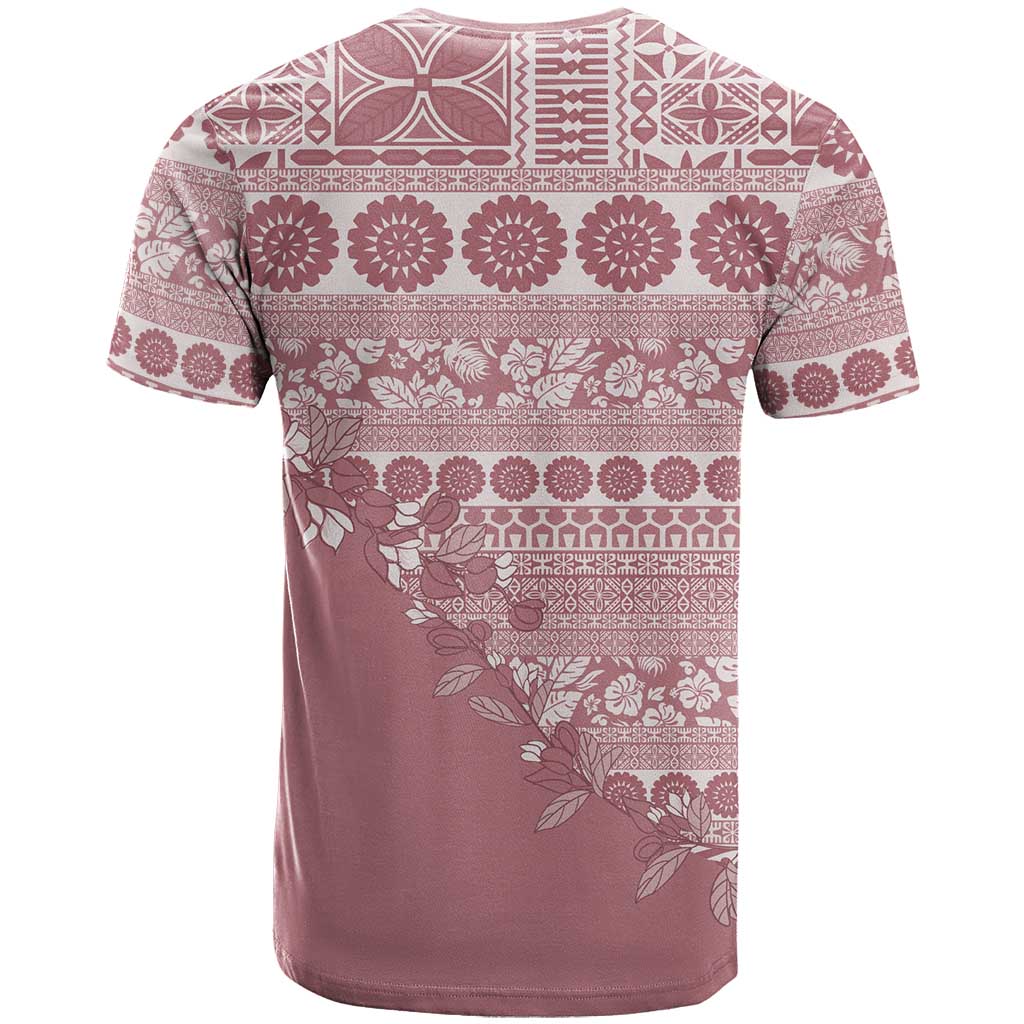 Fiji Marau na Kerisimasi T Shirt Dusty Rose Tagimoucia Tapa Masi Tribal - Polynesian Pride