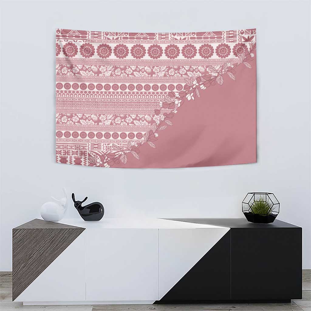 Fiji Marau na Kerisimasi Tapestry Dusty Rose Tagimoucia Tapa Masi Tribal - Polynesian Pride