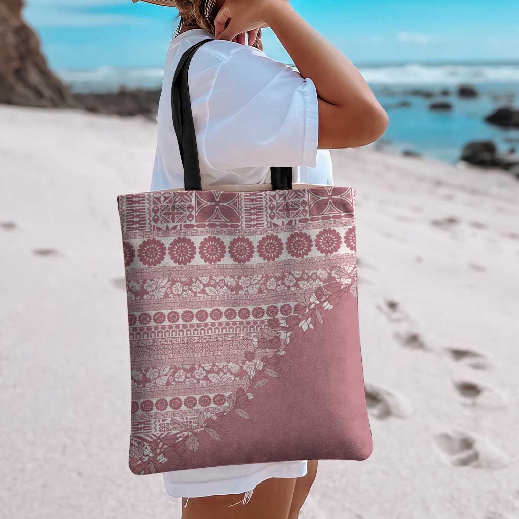 Fiji Marau na Kerisimasi Tote Bag Dusty Rose Tagimoucia Tapa Masi Tribal - Polynesian Pride