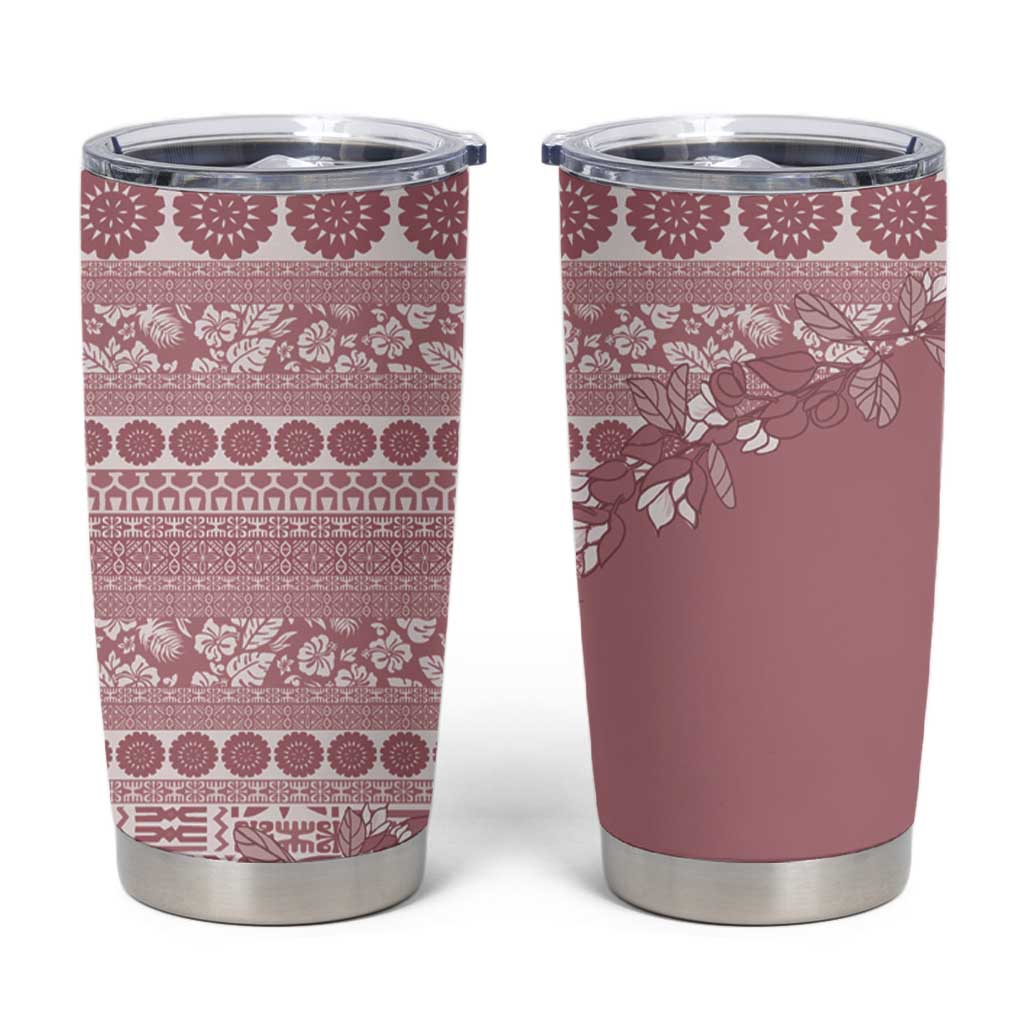 Fiji Marau na Kerisimasi Tumbler Cup Dusty Rose Tagimoucia Tapa Masi Tribal - Polynesian Pride