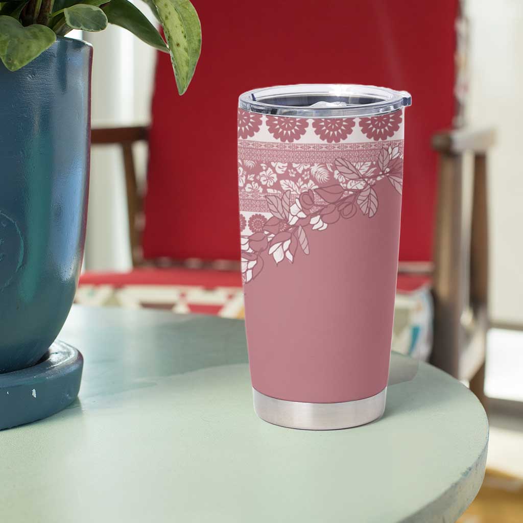 Fiji Marau na Kerisimasi Tumbler Cup Dusty Rose Tagimoucia Tapa Masi Tribal - Polynesian Pride